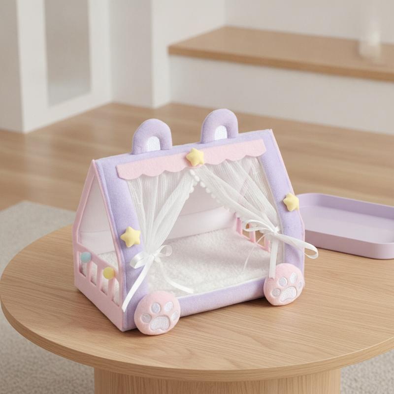 Baby Nursery Dolls - เตียงตุ๊กตาผ้าฝ้ายน่ารักสดใส ของเล่นเก็บของได้ ตกแต่งโต๊ะในบ้าน ของขวัญน่ารัก เฟอร์นิเจอร์