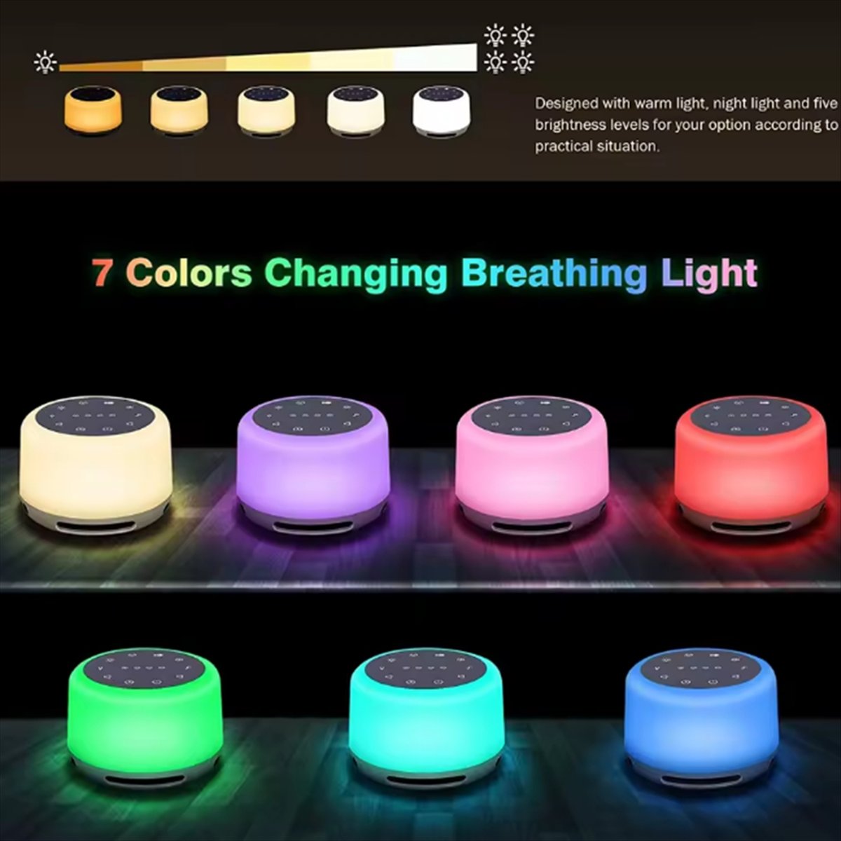 Baby Sound Machine White - เครื่องเสียงช่วยการนอนแบบพกพา M85K เครื่องเสียงไวท์นอยซ์ พร้อมไฟกลางคืน RGB สำหรับเด็กทารก
