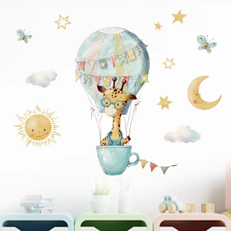 Baby Nursery Wallpaper Girl - การ์ตูนยีราฟสติ๊กเกอร์ติดผนังสำหรับเด็กเด็กห้องเด็กหญิงตกแต่งห้องเด็กทารกน่ารักการ์ตูนวอลล์เปเปอร์ไวนิล