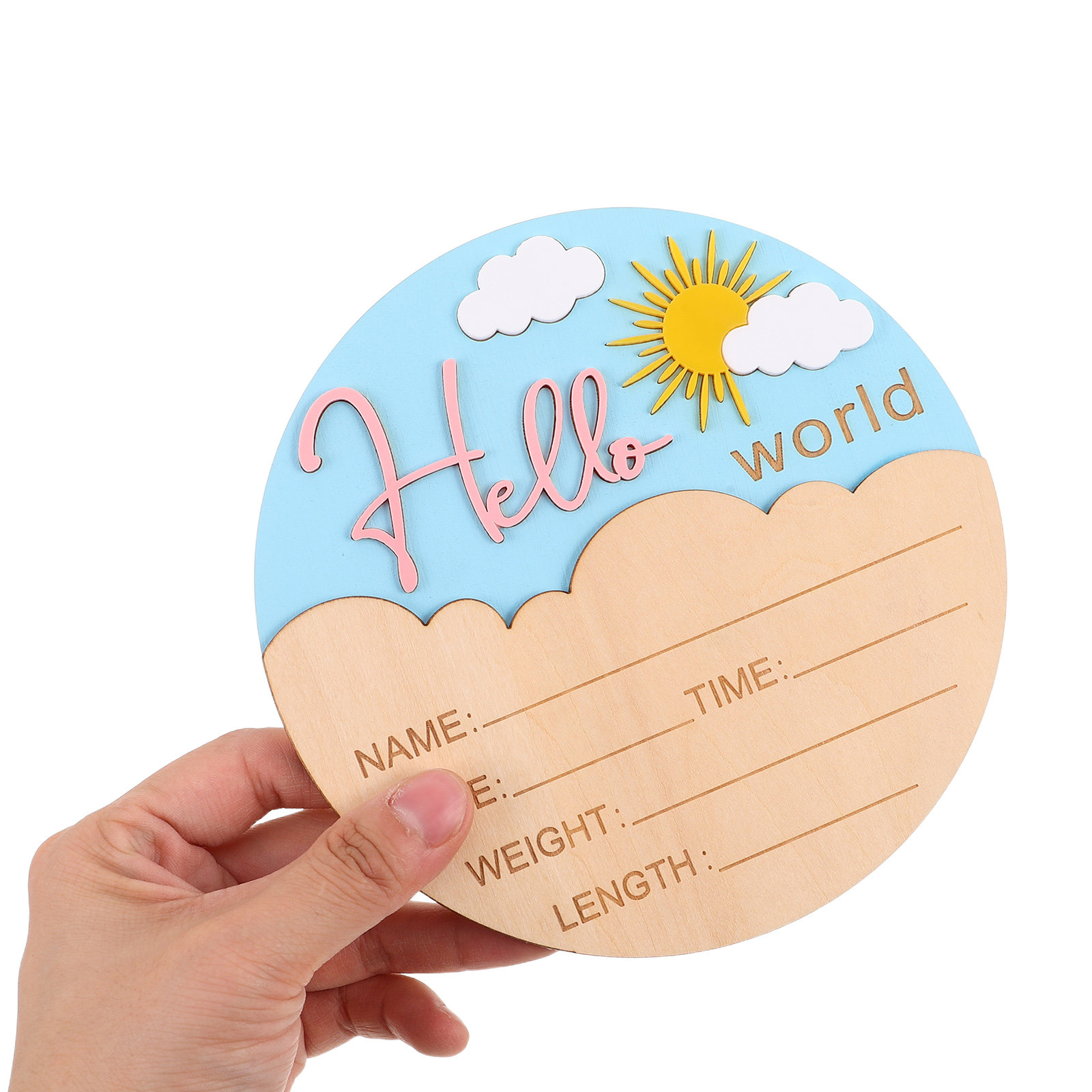 Baby Nursery Keepsake - ป้ายประกาศข่าวดีเกี่ยวกับทารกแรกเกิด ทำจากไม้ ขอบมนเรียบเนียน สำหรับใช้เป็นพร็อพถ่ายภาพ ตกแต่งห้องเด็กอ่อน และเก็บเป็นของที่ระลึก