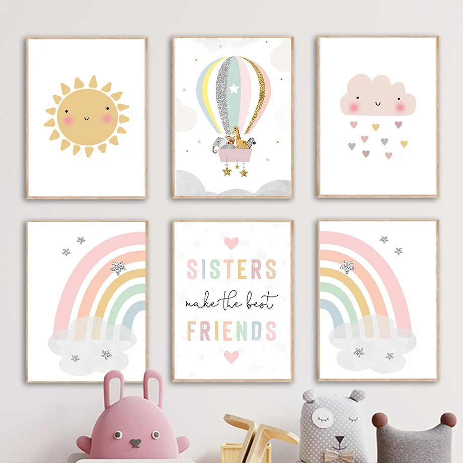 Baby Nursery Elephant - ยีราฟ ช้าง บอลลูนลมร้อน ดวงอาทิตย์ สายรุ้ง ห้องเด็ก
