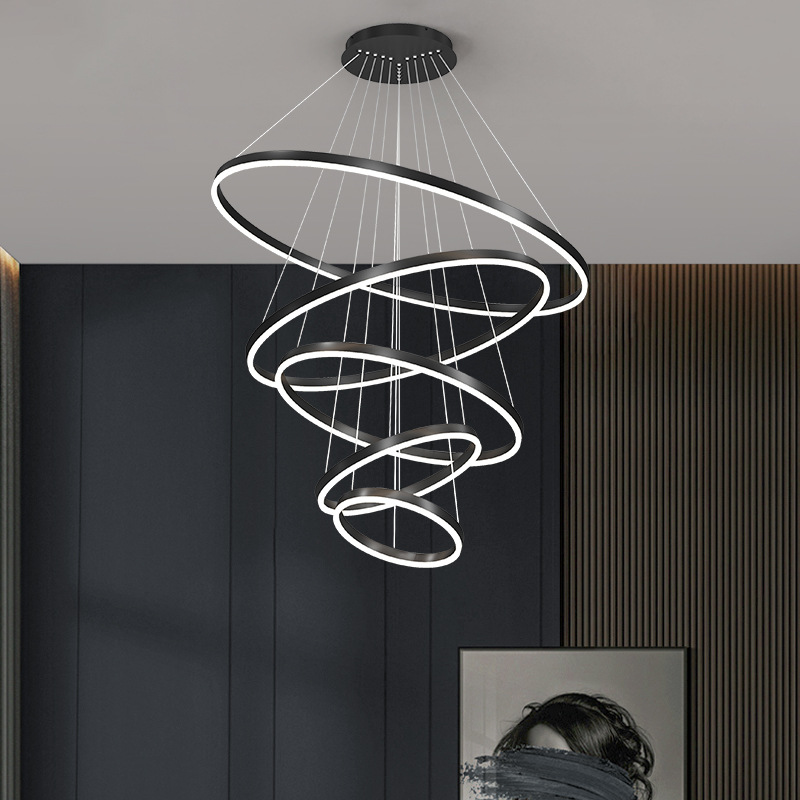 Baby Nursery Chandelier - โคมไฟระย้า LED ติดเพดาน6วงแบบนอร์ดิกหรี่แสงได้สำหรับห้องนั่งเล่นห้องรับประทานอาหารโคมไฟระย้าห้องครัวโคมไฟตกแต่งบ้าน