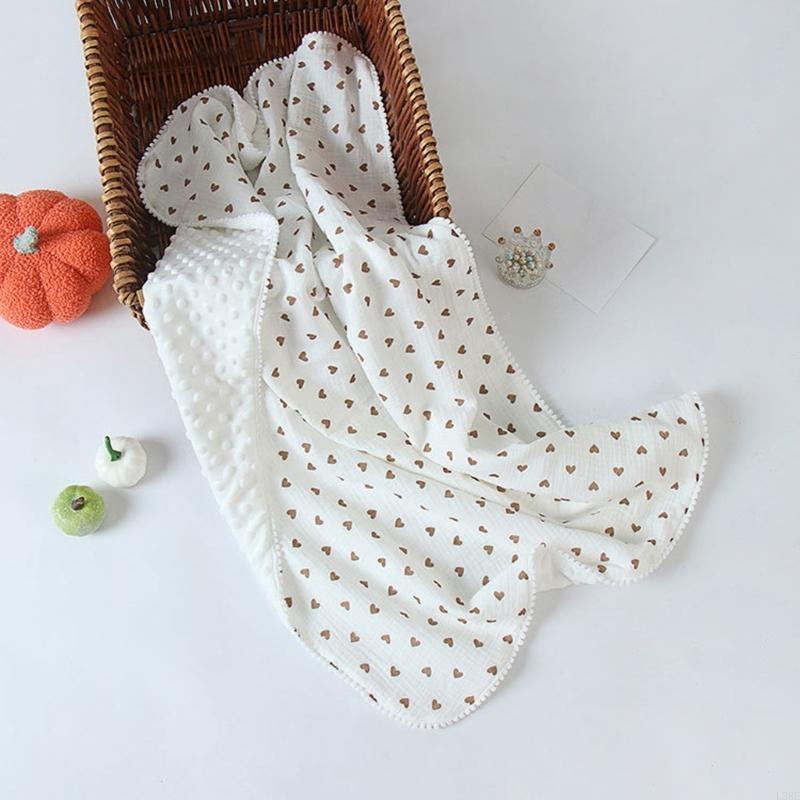 Baby Girl Nursery Quilt - L38E นุ่มเนอสเซอรี่ผ้าห่มเตียงโยนเด็กรับผ้าห่มเด็กผ้านวมผ้าฝ้ายด้านหน้า Dotted ขนแกะ Backing