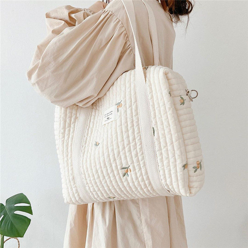 Baby Bag Nursery - กระเป๋าแฟชั่นสำหรับคุณแม่กระเป๋าผ้าอ้อมแบบพกพาสำหรับรถเข็นเด็กปักกระเป๋าสะพายไหล่กระเป๋าใส่ผ้าอ้อมเด็กที่จัดเก็บผ้าอ้อมกระเป๋าถือขนาดใหญ่
