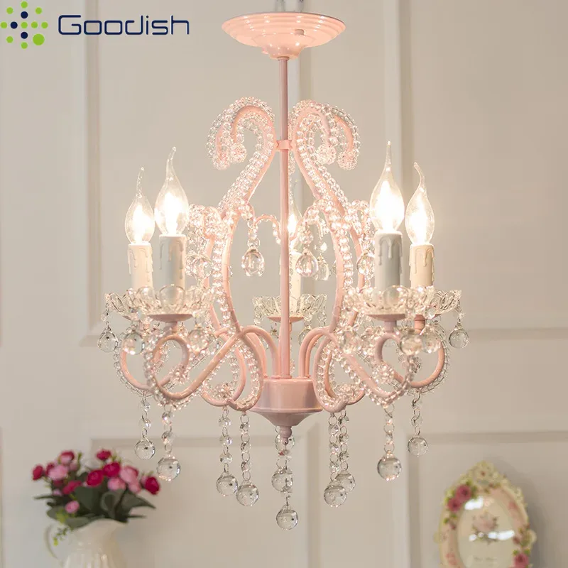Baby Nursery Chandelier - โคมไฟแขวน LED ดีไซน์มินิมอลสุดเก๋ สีชมพู รูปทรงโคมไฟเหล็ก สร้างสรรค์และหรูหรา