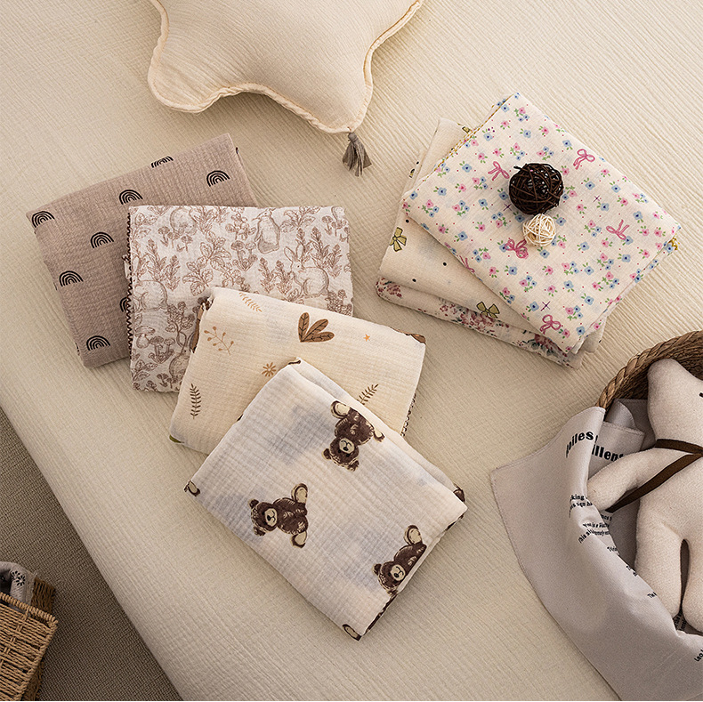 Baby Girl Nursery Quilt - ผ้าห่มห่อตัวเด็กทารก ลายดอกไม้ ผ้ามัสลิน สำหรับเด็กผู้ชายและเด็กผู้หญิง ผ้าห่มสำหรับเด็กแรกเกิด ผ้าห่มห่อตัวเด็ก