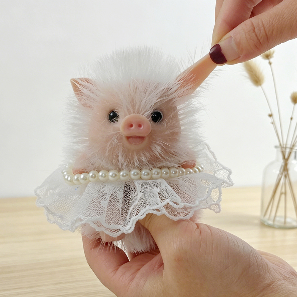 Baby Nursery Dolls - ของเล่นลูกหมูน่ารักสำหรับเด็กแรกเกิด ของเล่นสัตว์ซิลิโคนเหมือนจริง ของเล่นบ้านเด็ก ของขวัญตุ๊กตาเกิดใหม่ พร้อมขวดนม/จุกนม