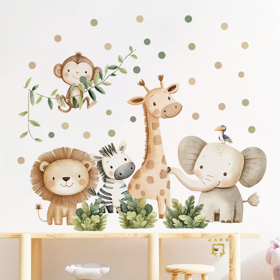 Boho สัตว์ป่าสติ๊กเกอร์ติดผนัง - Baby Nursery Wallpaper Girl บทวิจารณ์และราคา