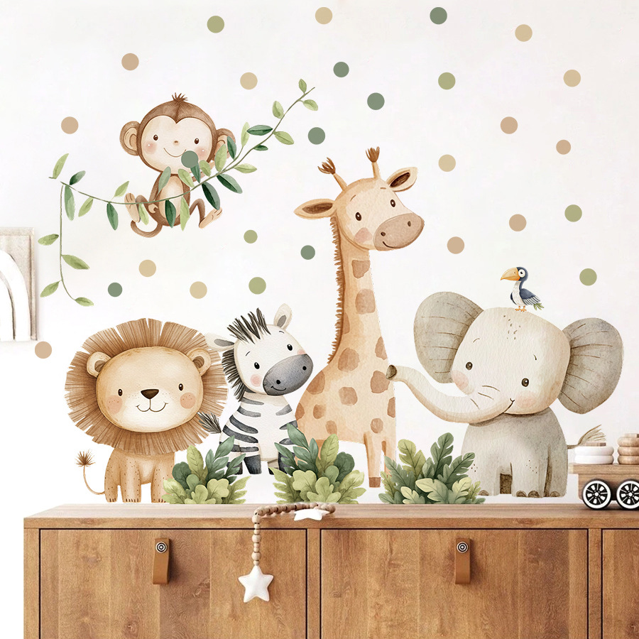 Boho สัตว์ป่าสติ๊กเกอร์ติดผนัง - Baby Nursery Wallpaper Girl บทวิจารณ์และราคา