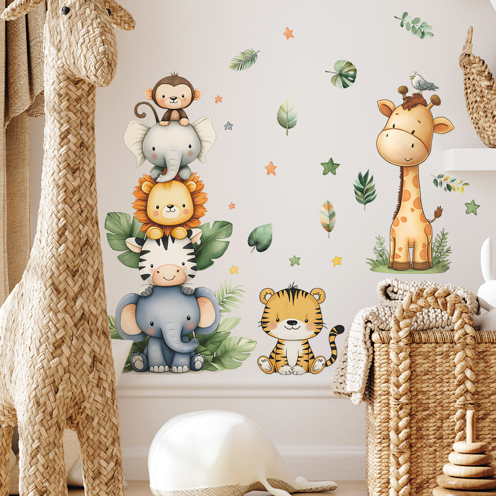 Boho สัตว์ป่าสติ๊กเกอร์ติดผนัง - Baby Nursery Wallpaper Girl บทวิจารณ์และราคา
