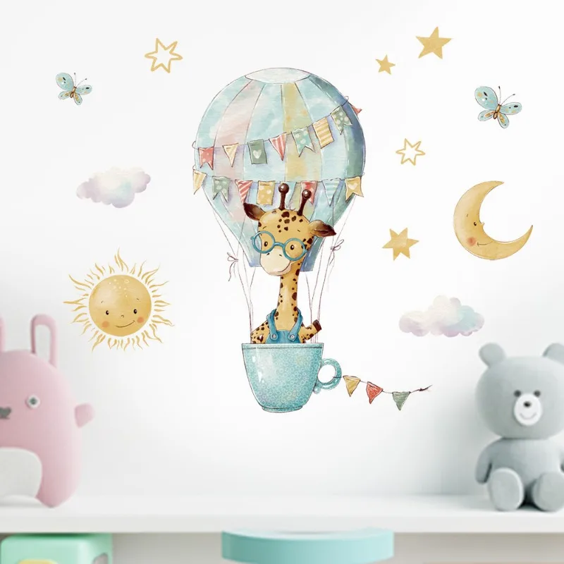 การ์ตูนยีราฟสติ๊กเกอร์ติดผนังส - Baby Nursery Wallpaper Girl บทวิจารณ์และราคา