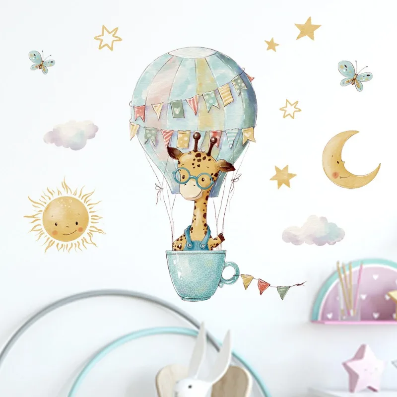 การ์ตูนยีราฟสติ๊กเกอร์ติดผนังส - Baby Nursery Wallpaper Girl บทวิจารณ์และราคา
