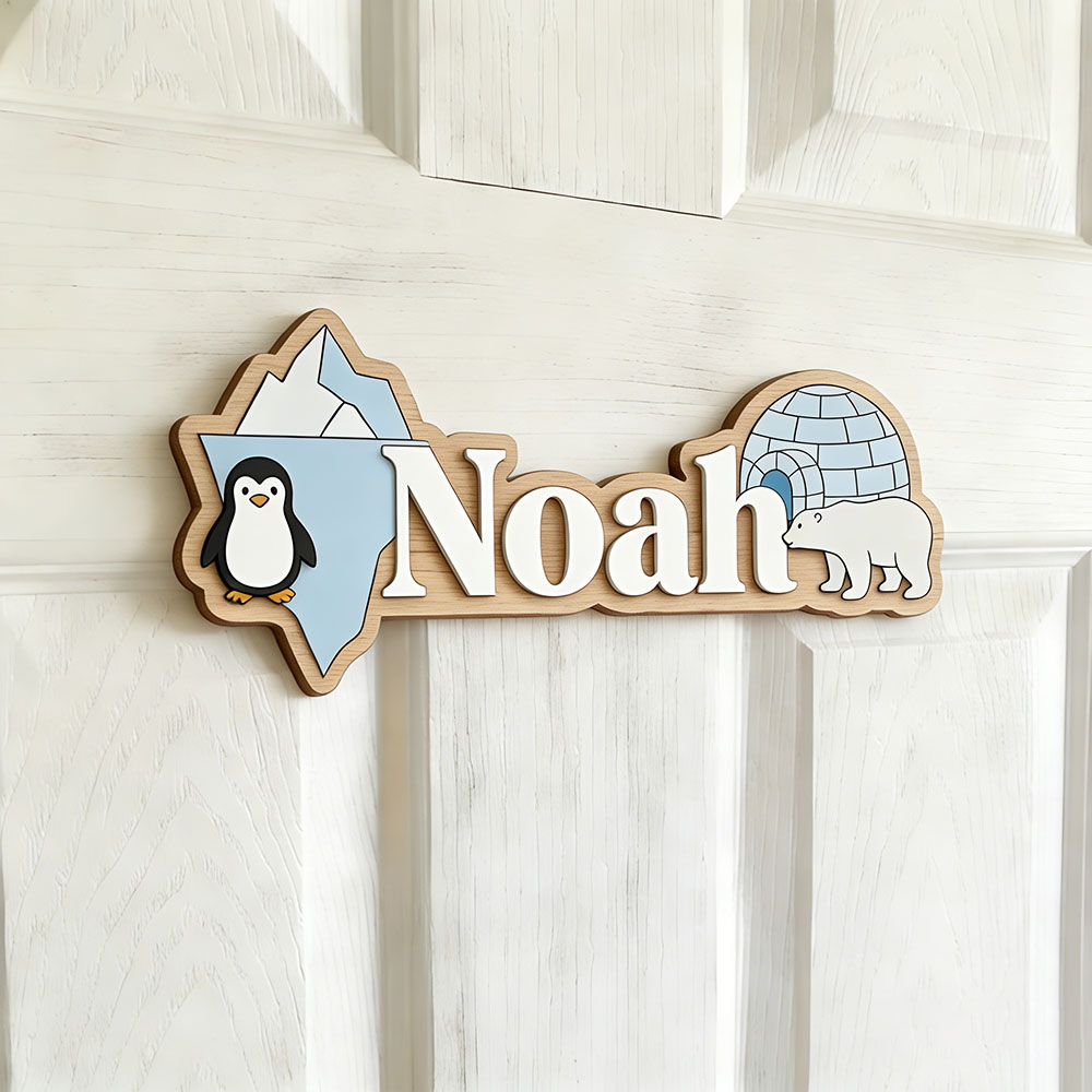 ป้ายชื่อสั่งทำรูปเพนกวินอาร์กต - Baby Nursery Name บทวิจารณ์และราคา