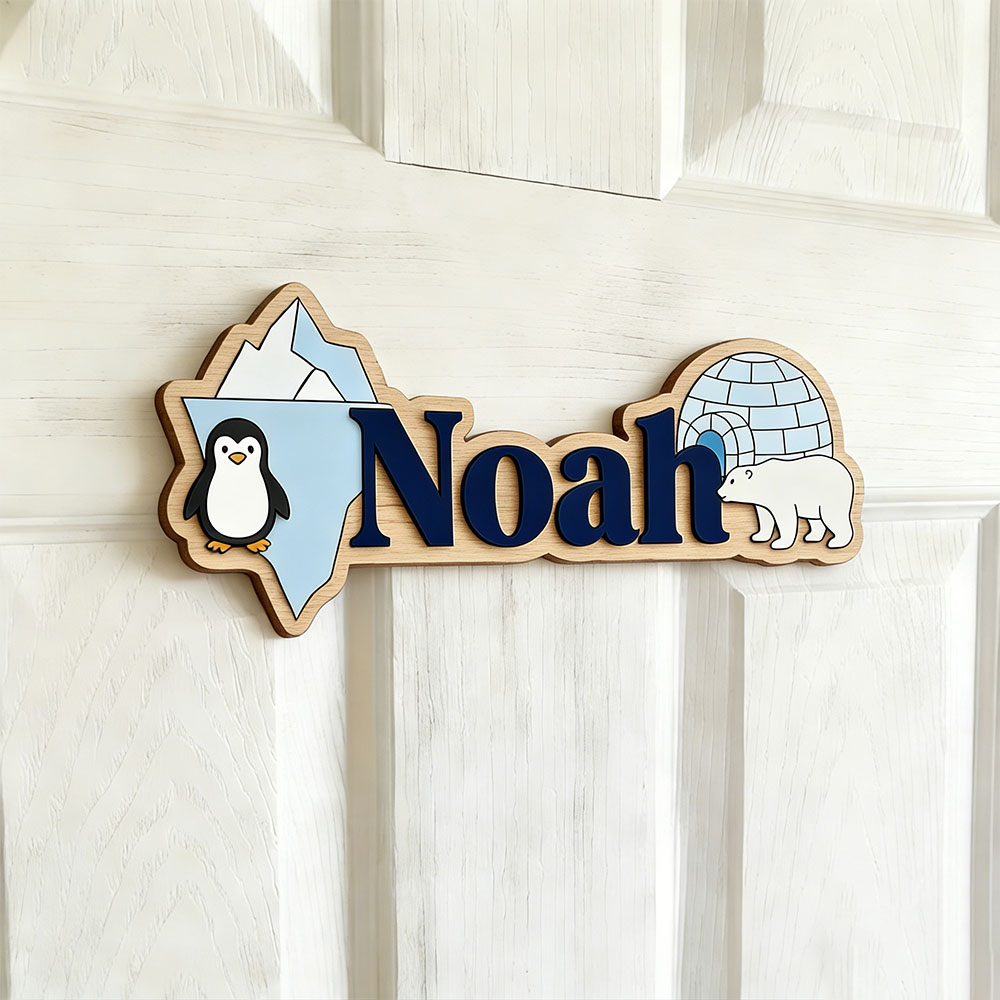 ป้ายชื่อสั่งทำรูปเพนกวินอาร์กต - Baby Nursery Name บทวิจารณ์และราคา