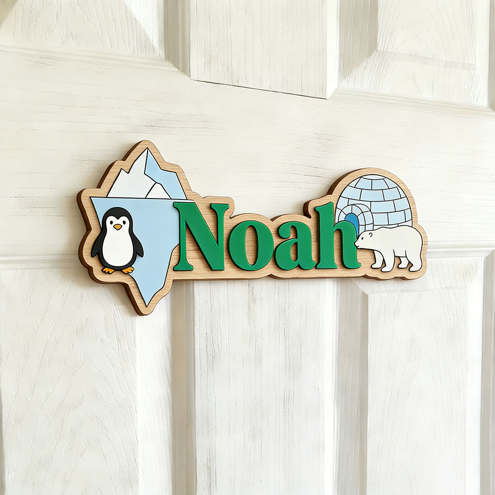 ป้ายชื่อสั่งทำรูปเพนกวินอาร์กต - Baby Nursery Name บทวิจารณ์และราคา