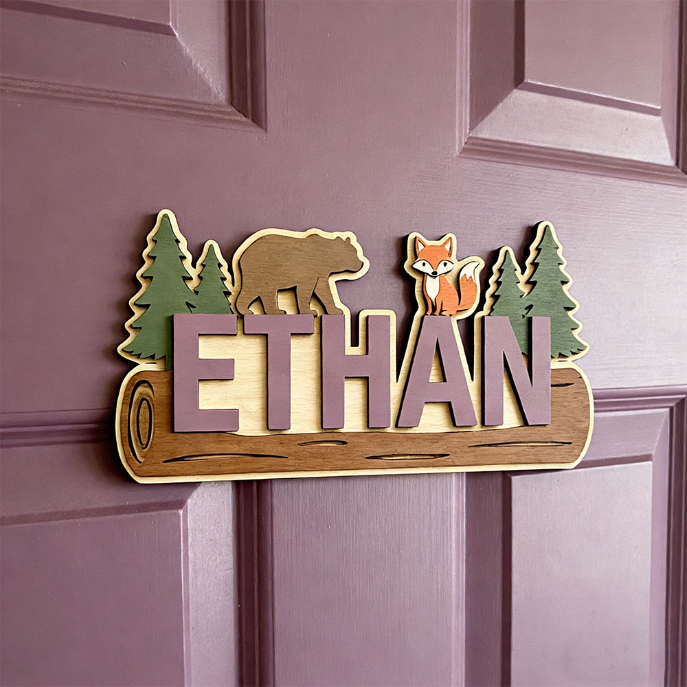 ป้ายไม้สลักชื่อสัตว์ป่า หมี สุ - Baby Nursery Name บทวิจารณ์และราคา