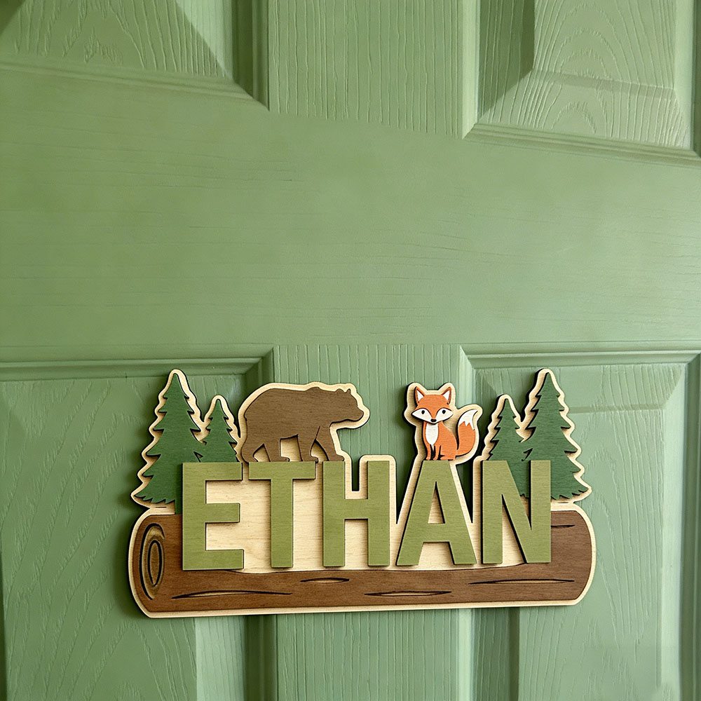 ป้ายไม้สลักชื่อสัตว์ป่า หมี สุ - Baby Nursery Name บทวิจารณ์และราคา