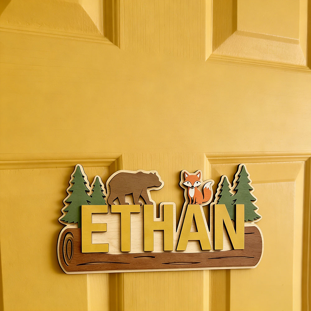ป้ายไม้สลักชื่อสัตว์ป่า หมี สุ - Baby Nursery Name บทวิจารณ์และราคา