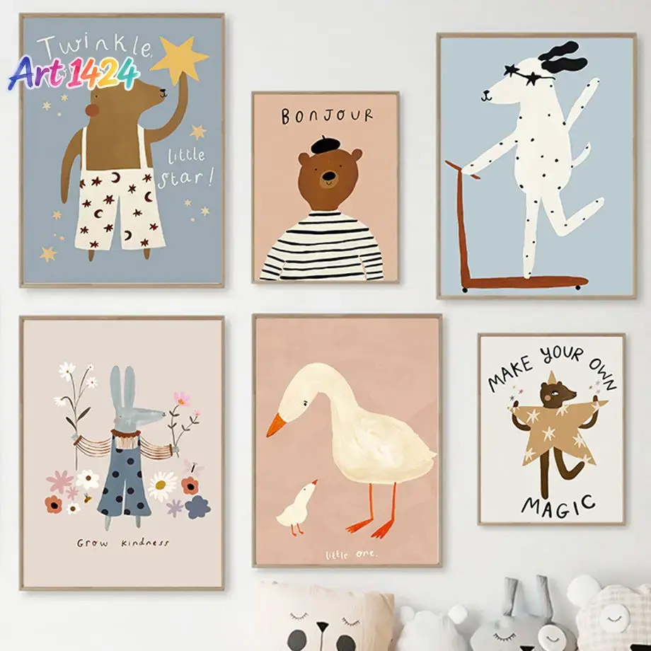 สกู๊ตเตอร์ตลกๆ ลายสุนัข หมี กร - Baby Nursery Paintings บทวิจารณ์และราคา