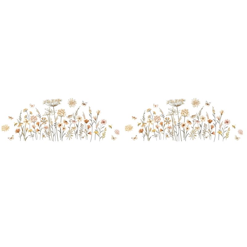 【EFFICIENT】2X สติ๊กเกอร์ติดผนั - Baby Nursery Wallpaper Girl บทวิจารณ์และราคา