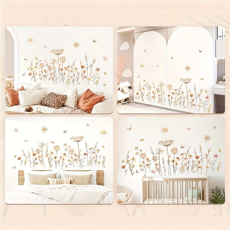 【EFFICIENT】2X สติ๊กเกอร์ติดผนั - Baby Nursery Wallpaper Girl บทวิจารณ์และราคา