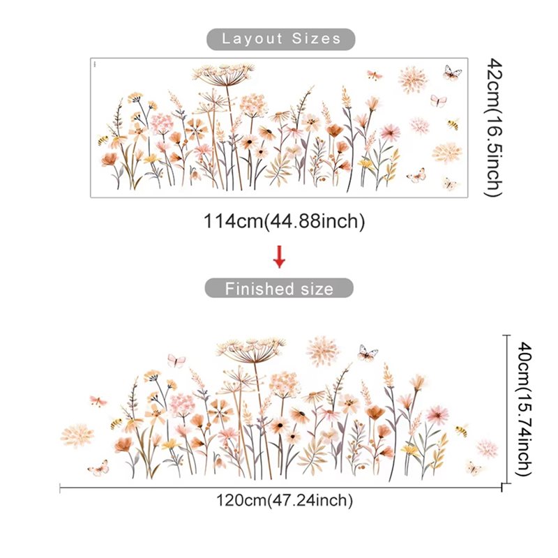 【EFFICIENT】2X สติ๊กเกอร์ติดผนั - Baby Nursery Wallpaper Girl บทวิจารณ์และราคา