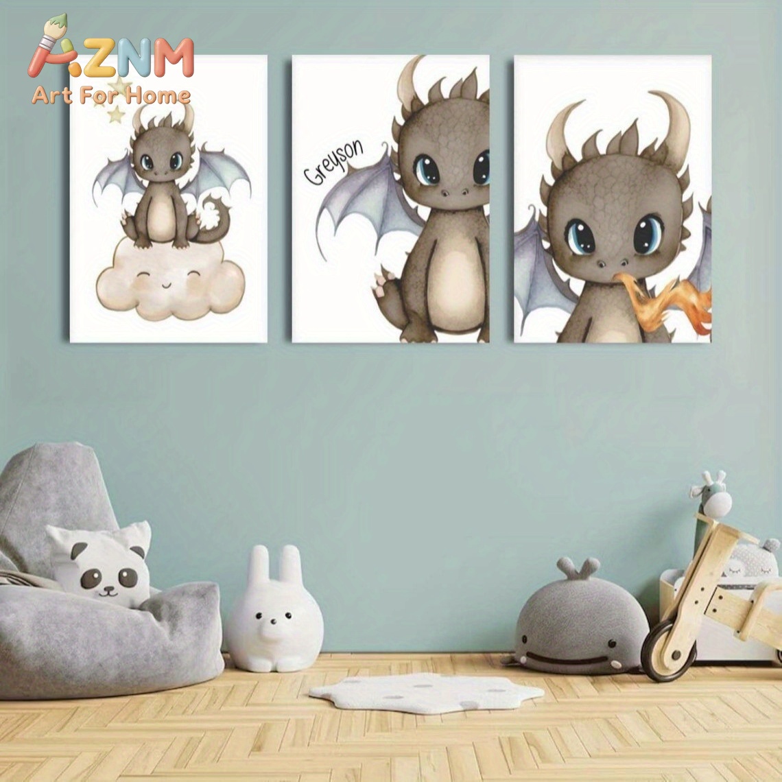 AZNM ภาพวาดบนผ้าใบลายมังกรน้อย - Baby Nursery Paintings บทวิจารณ์และราคา