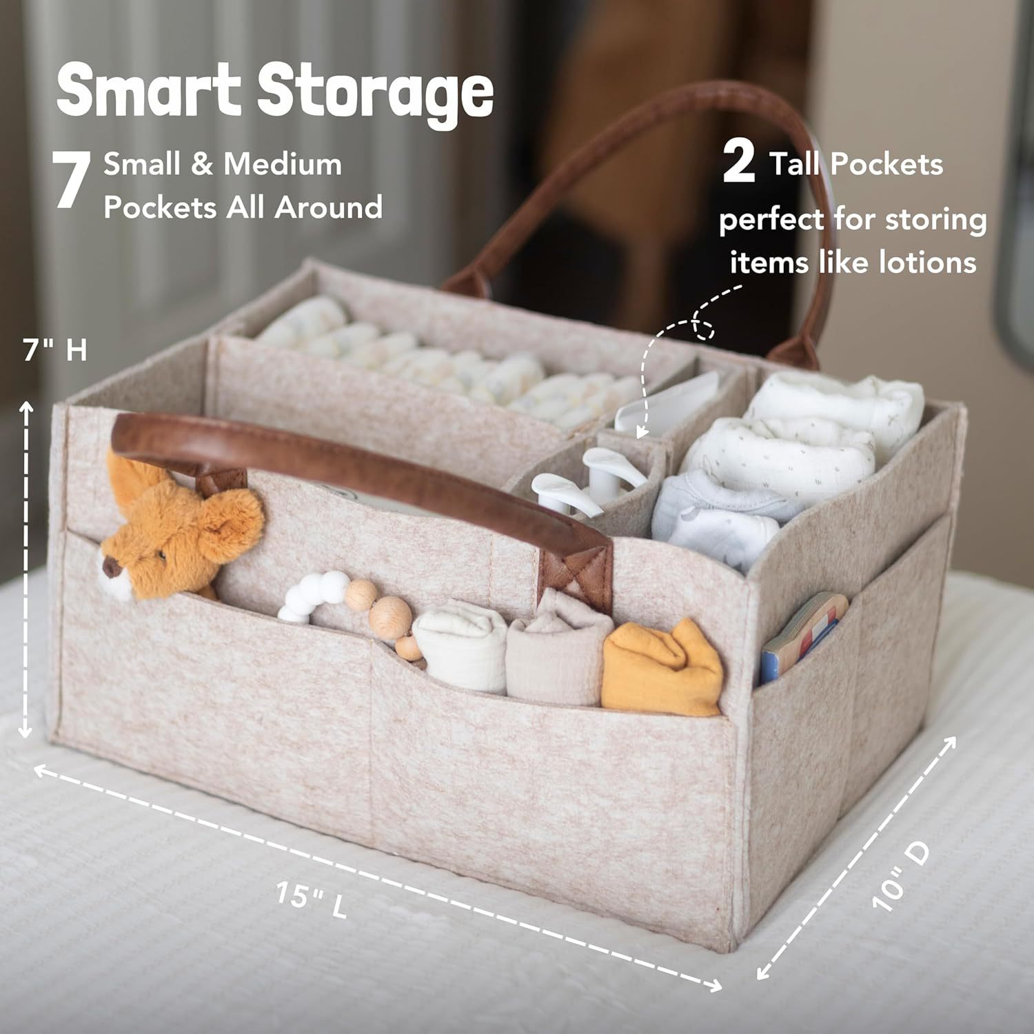 ตะกร้าเก็บของเด็กอ่อนแบบมีหูหิ - Baby Bag Nursery บทวิจารณ์และราคา