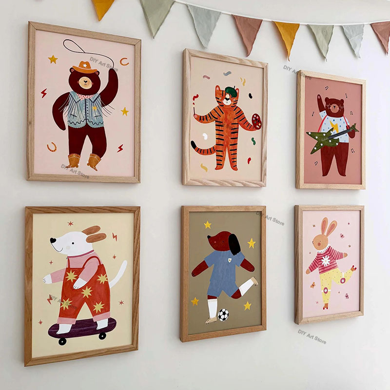 ภาพวาดการ์ตูนสัตว์น่ารักสำหรับ - Baby Nursery Paintings บทวิจารณ์และราคา