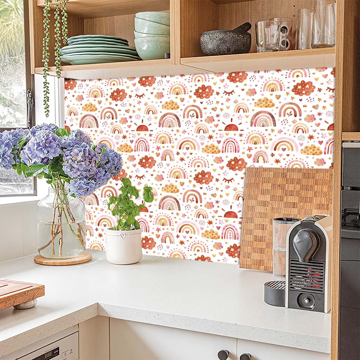 วอลเปเปอร์ลายสายรุ้งแบบลอกและต - Baby Nursery Wallpaper Girl บทวิจารณ์และราคา