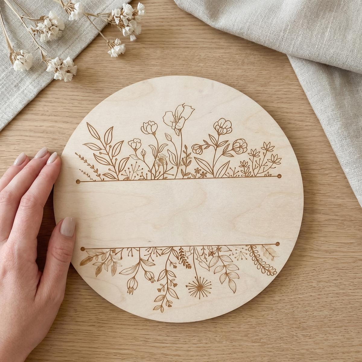 ป้ายไม้ทรงกลมลายดอกไม้พร้อมชื่ - Baby Nursery Name บทวิจารณ์และราคา