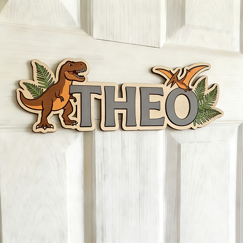 ป้ายชื่อไดโนเสาร์แบบกำหนดเองสำ - Baby Nursery Name บทวิจารณ์และราคา