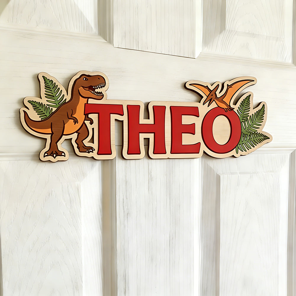 ป้ายชื่อไดโนเสาร์แบบกำหนดเองสำ - Baby Nursery Name บทวิจารณ์และราคา