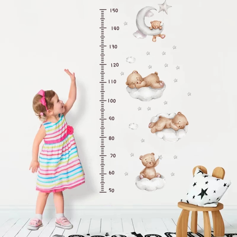 คาวาอิการ์ตูนหมีสติ๊กเกอร์ติดผ - Baby Nursery Wallpaper Girl บทวิจารณ์และราคา
