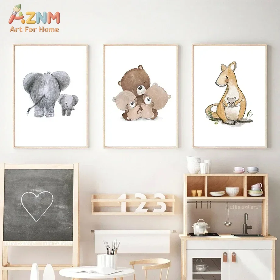 AZNM ภาพวาดสีน้ำลายสัตว์สำหรับ - Baby Nursery Elephant บทวิจารณ์และราคา