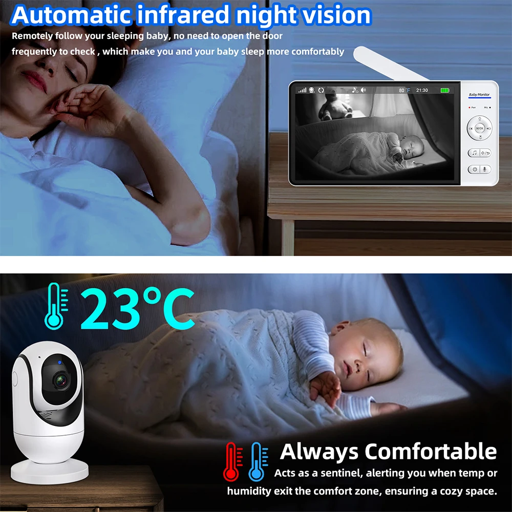 จอภาพวิดีโอสำหรับเด็ก 7 นิ้ว พ - Wearable Baby Monitor บทวิจารณ์และราคา