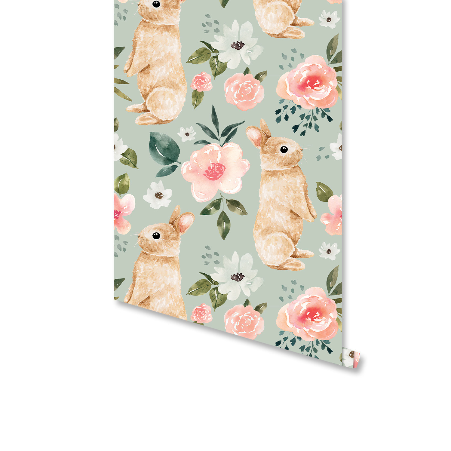 กระดาษติดผนังลายดอกไม้กระต่ายส - Baby Nursery Wallpaper Girl บทวิจารณ์และราคา
