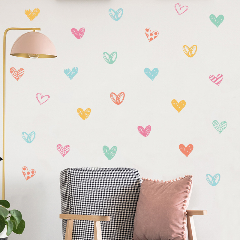สติ๊กเกอร์ติดผนังรูปหัวใจหลากส - Baby Nursery Wallpaper Girl บทวิจารณ์และราคา