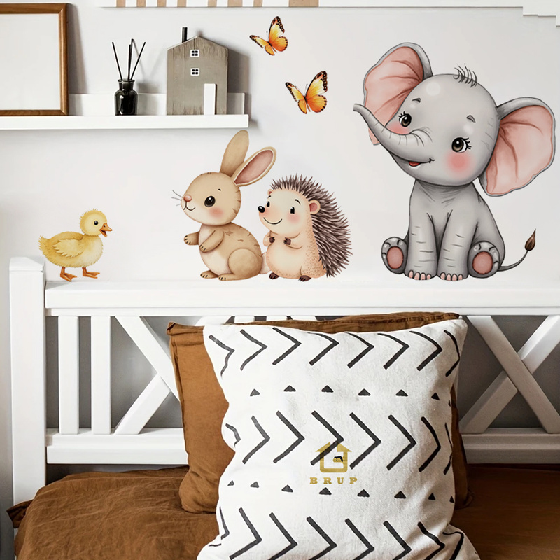 การ์ตูนสัตว์สติ๊กเกอร์ติดผนัง- - Baby Nursery Room บทวิจารณ์และราคา