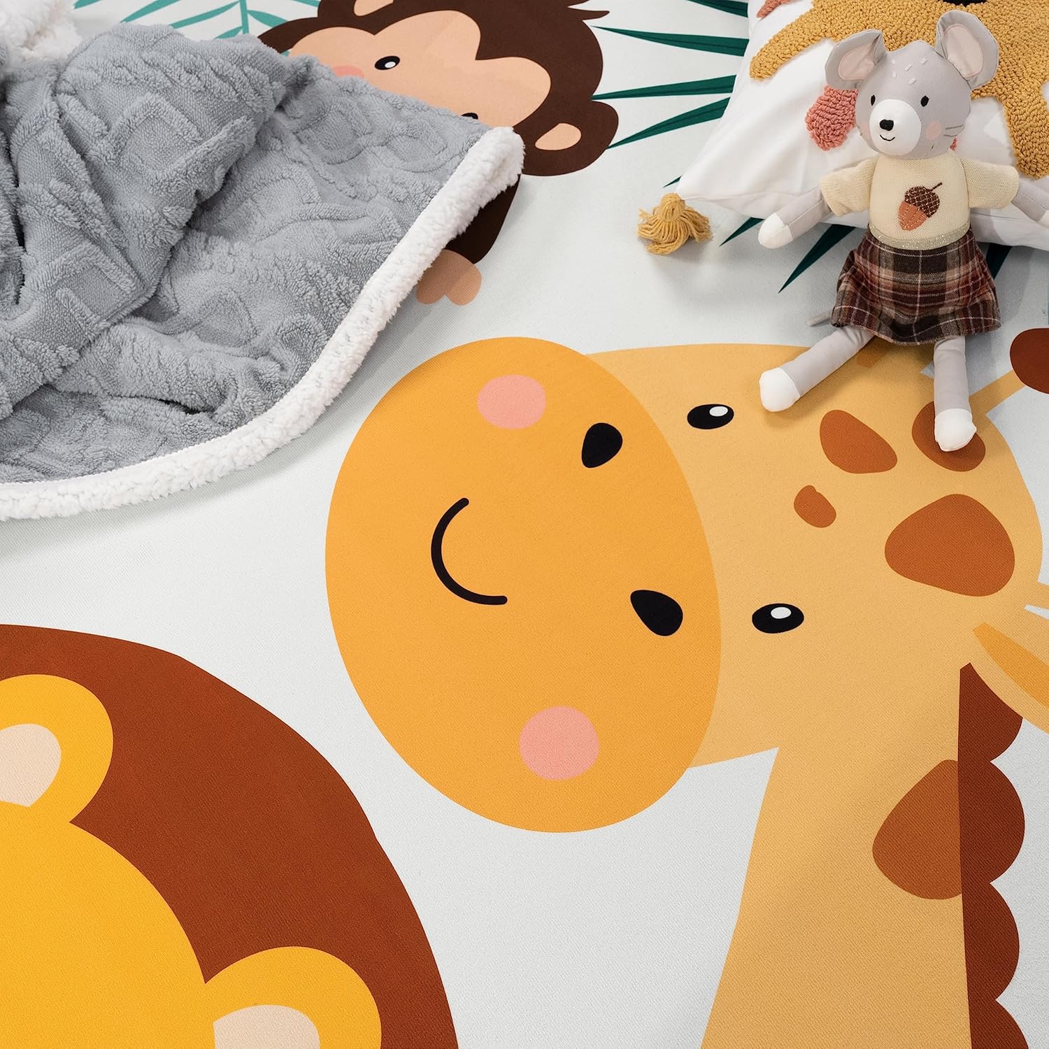 พรมปูพื้นลายสัตว์ป่าทรงกลมนุ่ม - Baby Nursery Jungle Rug บทวิจารณ์และราคา