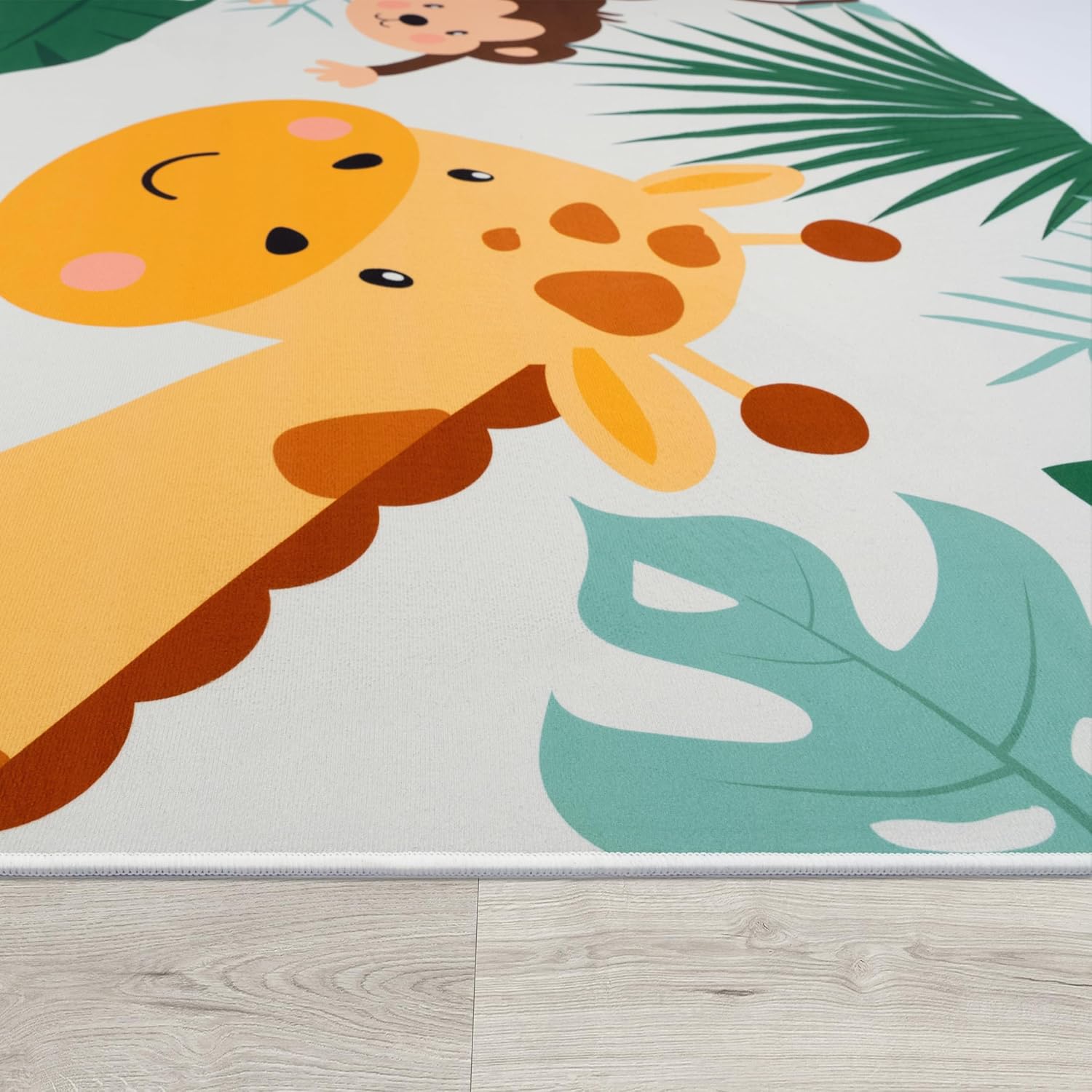 พรมปูพื้นลายสัตว์ป่าทรงกลมนุ่ม - Baby Nursery Jungle Rug บทวิจารณ์และราคา