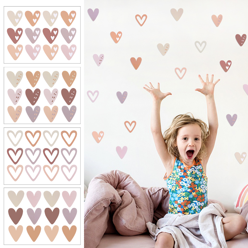 สติกเกอร์ติดผนังรูปหัวใจและหลอ - Baby Nursery Wallpaper Girl บทวิจารณ์และราคา