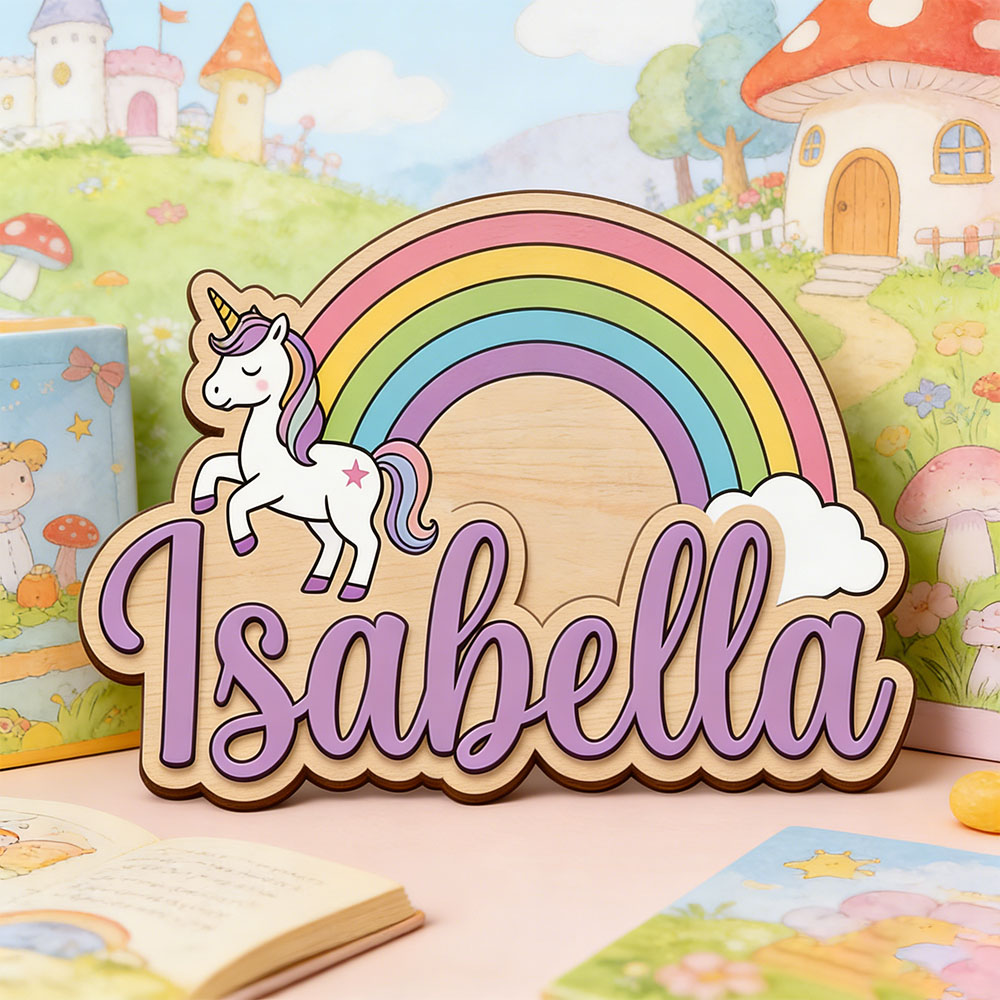 ป้ายชื่อแบบกำหนดเองลายยูนิคอร์ - Baby Nursery Name บทวิจารณ์และราคา