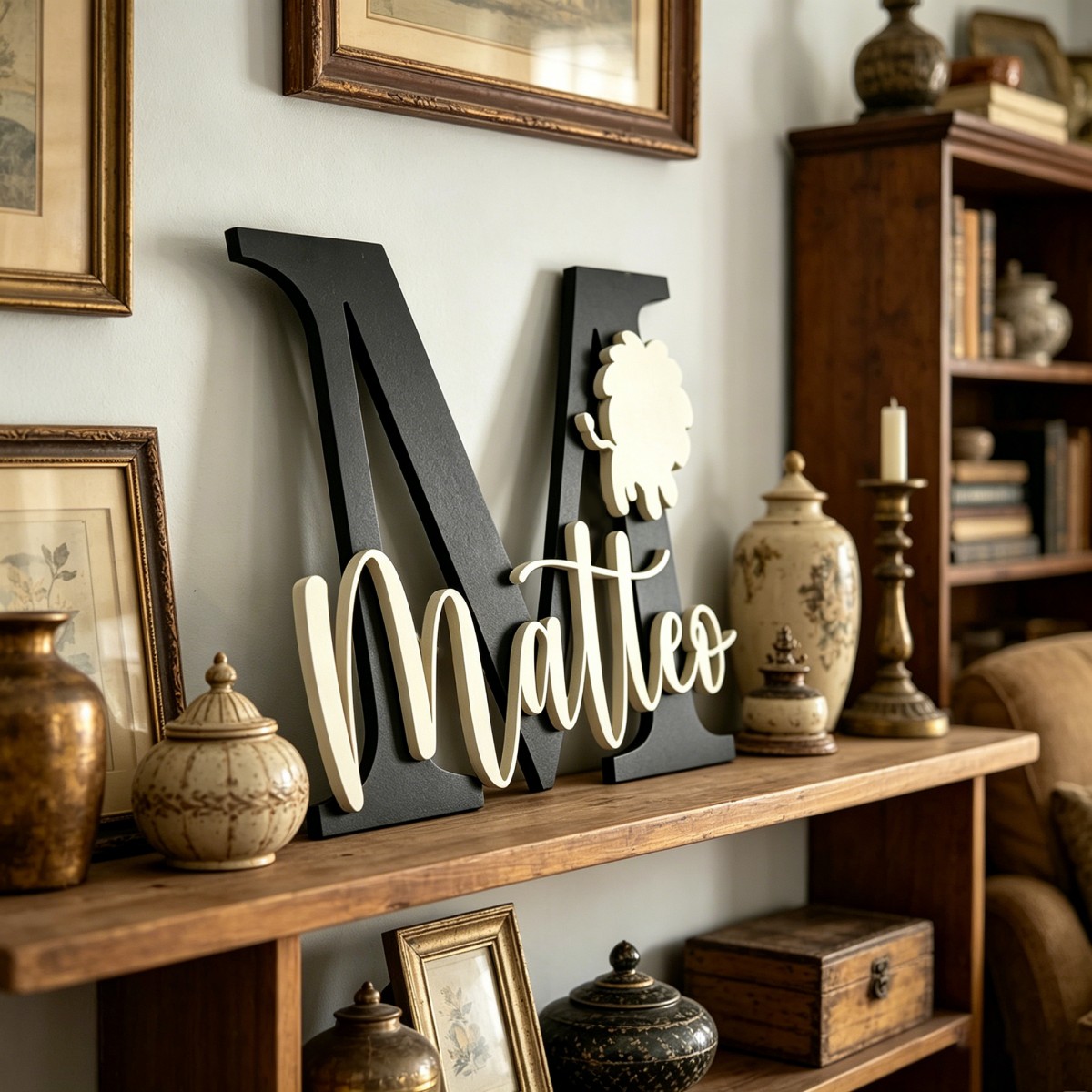 ป้ายชื่อไม้สลักชื่อและอักษรย่อ - Baby Nursery Name บทวิจารณ์และราคา