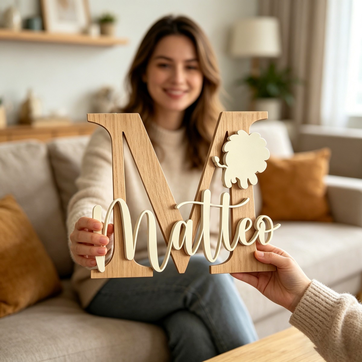 ป้ายชื่อไม้สลักชื่อและอักษรย่อ - Baby Nursery Name บทวิจารณ์และราคา