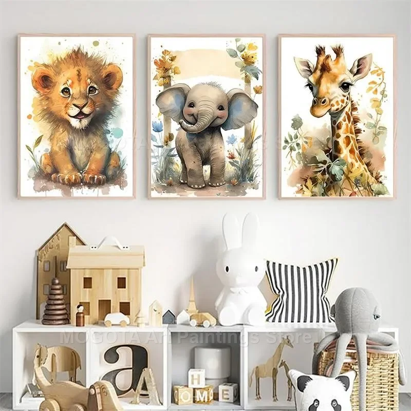 สีน้ำสิงโตยีราฟเสือช้างม้าลายเ - Baby Nursery Room บทวิจารณ์และราคา