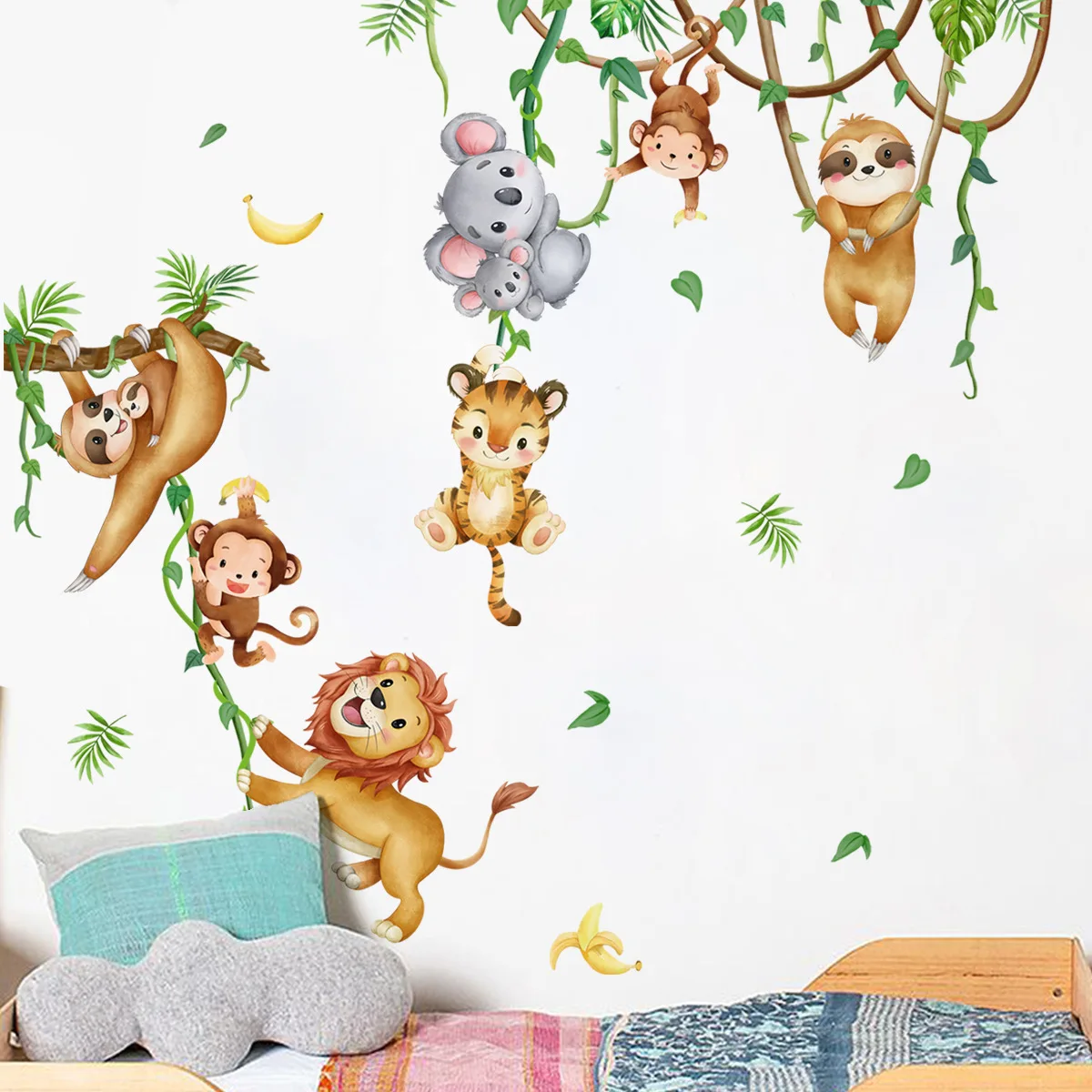 สัตว์ป่าสิงโต Sloth ลิงสาขา Le - Baby Nursery Wallpaper Girl บทวิจารณ์และราคา