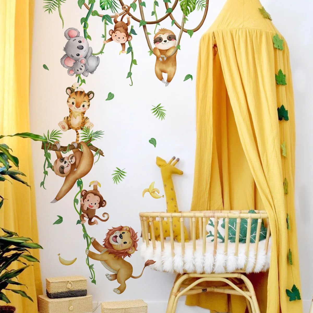 สัตว์ป่าสิงโต Sloth ลิงสาขา Le - Baby Nursery Wallpaper Girl บทวิจารณ์และราคา