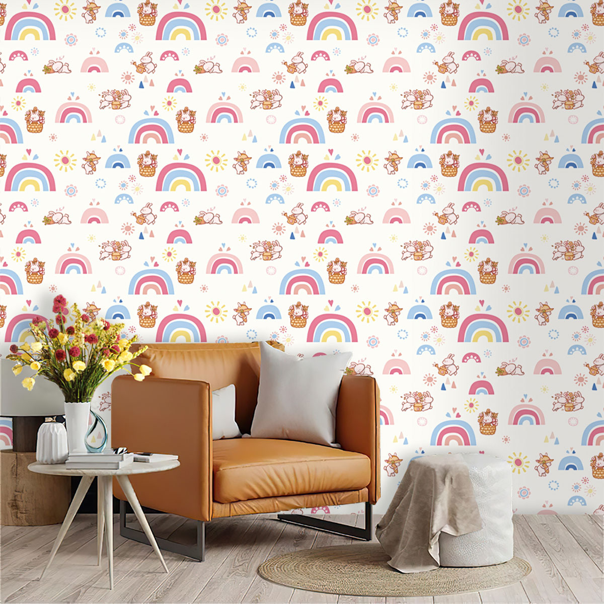วอลเปเปอร์ลายโบโฮเรนโบว์สำหรับ - Baby Nursery Wallpaper Girl บทวิจารณ์และราคา