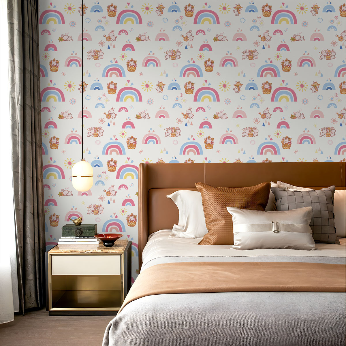 วอลเปเปอร์ลายโบโฮเรนโบว์สำหรับ - Baby Nursery Wallpaper Girl บทวิจารณ์และราคา